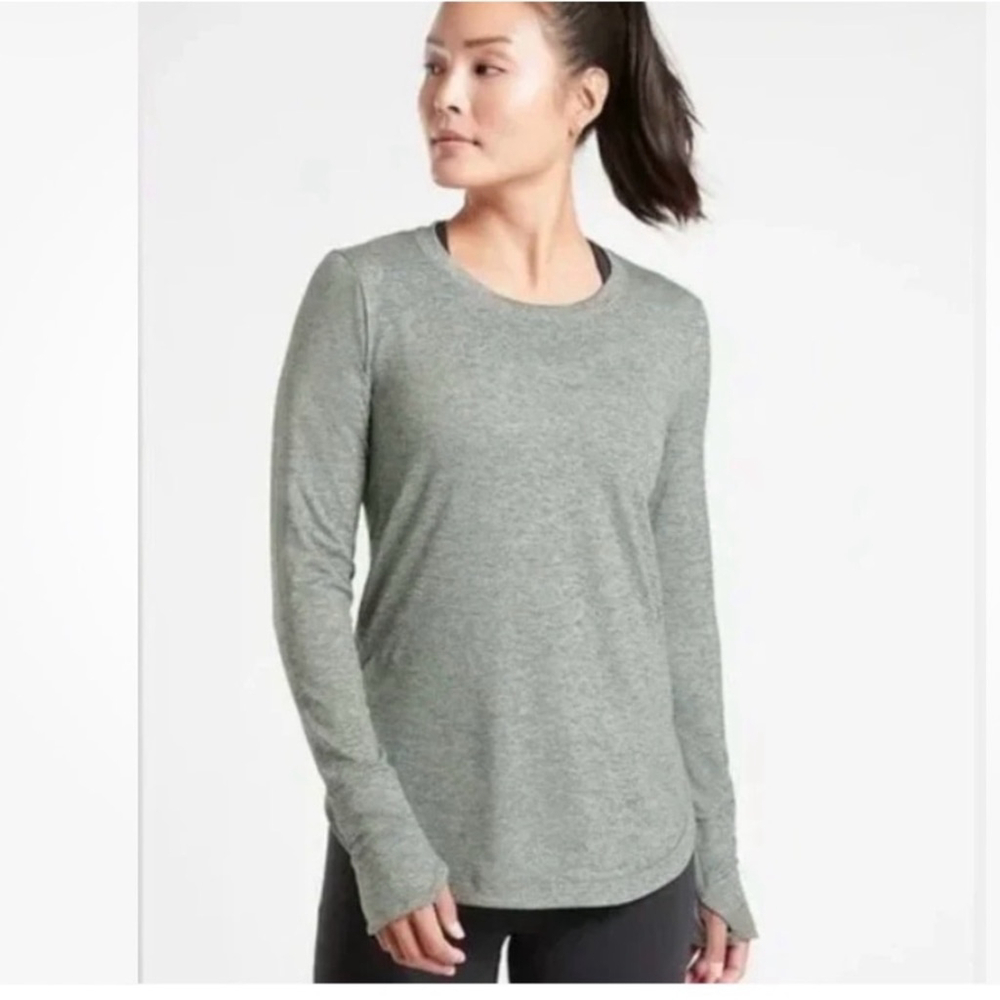 Athleta Uptempo Top large , Peat/Shadow
Olive, Long Sleeve Top